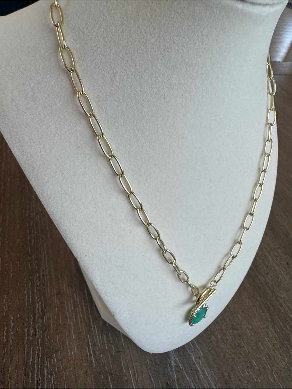 Kendra Scott Daphne convertible Gold link Chain Necklace with Green Pendant - Picture 7 of 8